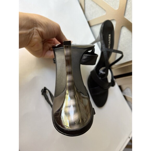 New Keuyluan Black Soft Leather High Heels Shoes Sandals Made Italy Sz 40 Us 9 - Picture 7 of 10